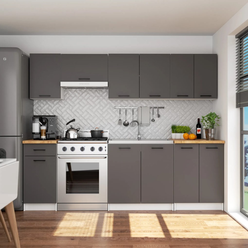 Závesná kuchynská skrinka OLIVIE 30x72 cm matná biela/matná grafitovo šedá