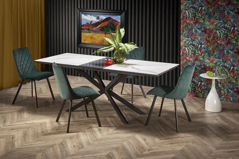 Rozkladací jedálenský stôl 160-200 cm Delma (mramor biely + čierna + sivá) (pre 6 8 osôb). Vlastná spoľahlivá doprava až k Vám domov. 1048919