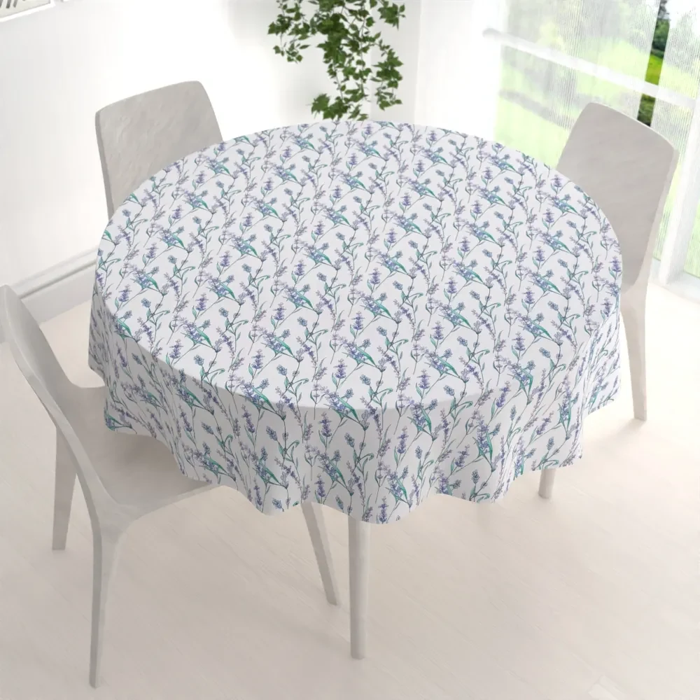 Biante Teflónový okrúhly obrus TF-088 Levandule na bielom Ø 120 cm