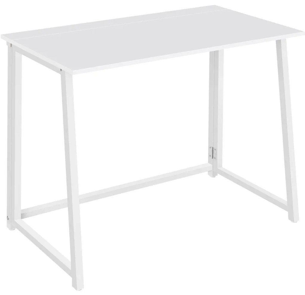 Set do pracovne ZARIMO stôl 80x40 cm, biela + kreslo AVOLA VELVET svetlo hnedé