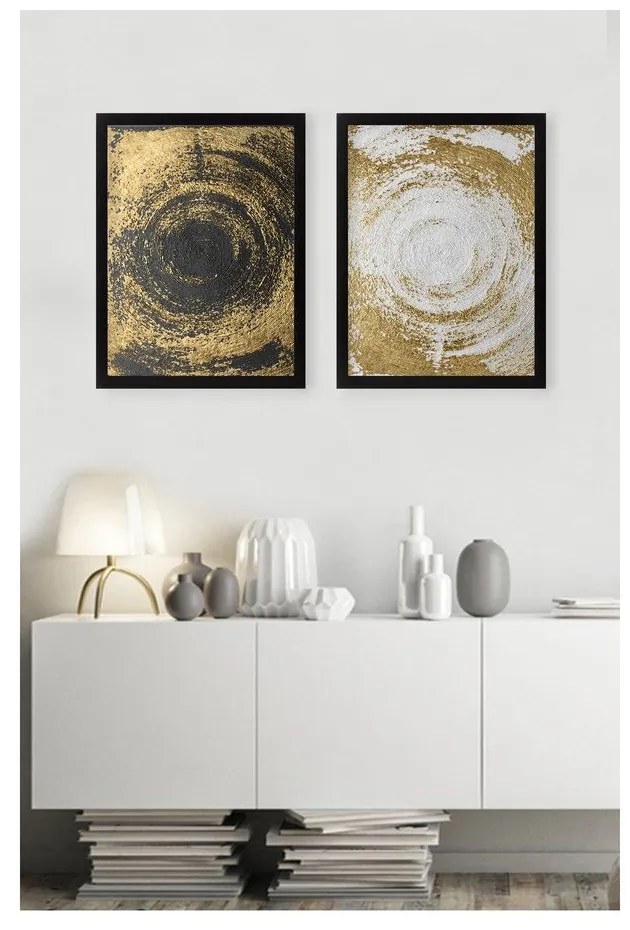 Sada 2 obrazov Tablo Center Circles Golden