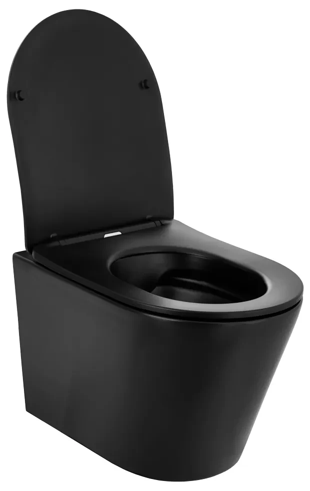 Gamma Mut, závesná WC misa 48x37 cm Rimless s pomaly padajúcim sedadlom, čierna matná, GMA-MUT201-BK