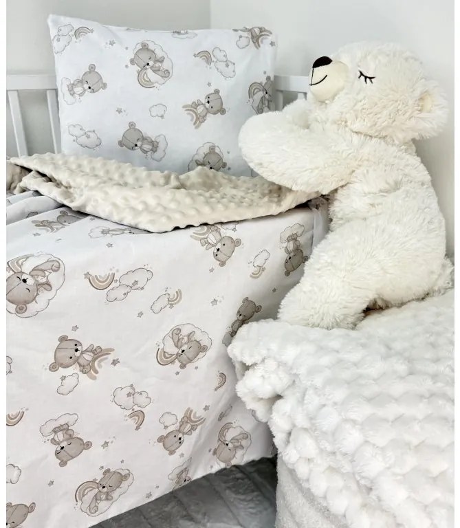 INTERMEDIC SK Set Intermedic do kočíka Teddy/minky krémová 100x75/40x30 cm