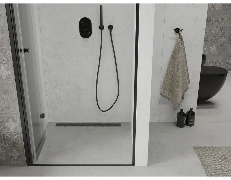 Mexen Lima, skladacie sprchové dvere do otvoru 70 x 190 cm, 6mm číre sklo, čierny profil, 856-070-000-70-00