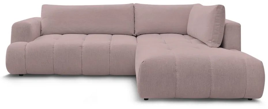 Ružová rozkladacia/s úložným priestorom rohová pohovka (pravý roh/do L) Fuji – Bobochic Paris