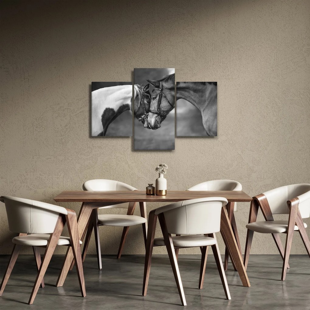 Obraz - Zamilované kone, čiernobiela (90x60 cm)