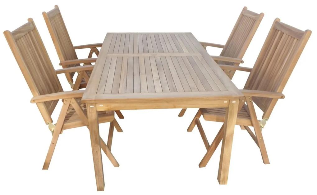 TEXIM GARDEN II. - záhradný jedálenský stôl GARDEN II + 4 x stolička EDY, teak