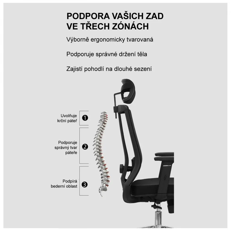 Kancelárska ergonomická stolička Neoseat SABRINA — sieť / látka, čierna, nosnosť 150 kg