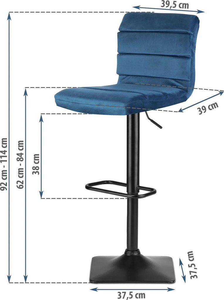 Barová stolička s operadlom SOFOTEL Drava - modrá