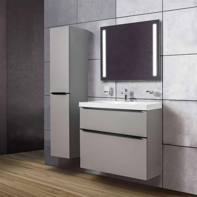 Mereo, Mailo, kúpeľňová skrinka s umývadlom z liateho mramoru 61 cm, biela, dub, antracit, MER-CN560MB