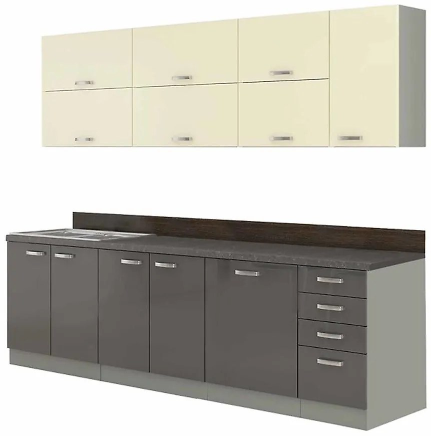 Kuchynská linka Karmen Grey 260 bez dosky
