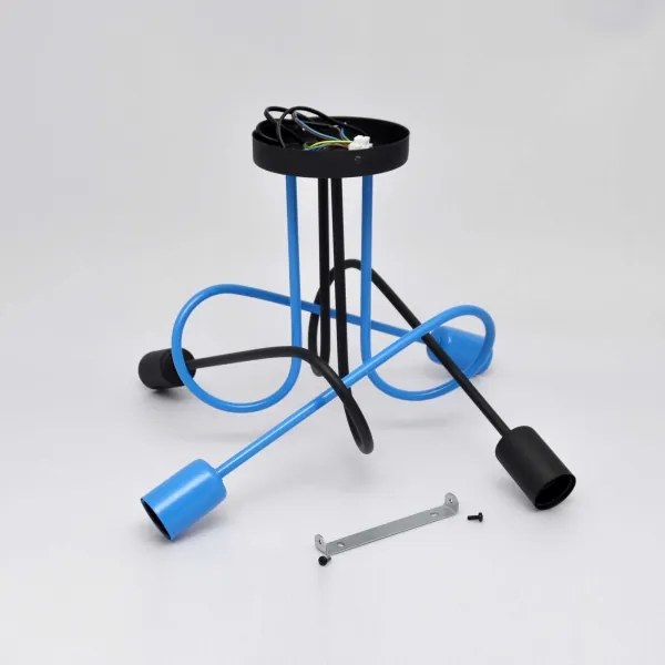 Prisadený luster OXFORD 4xE27/15W/230V čierna/modrá