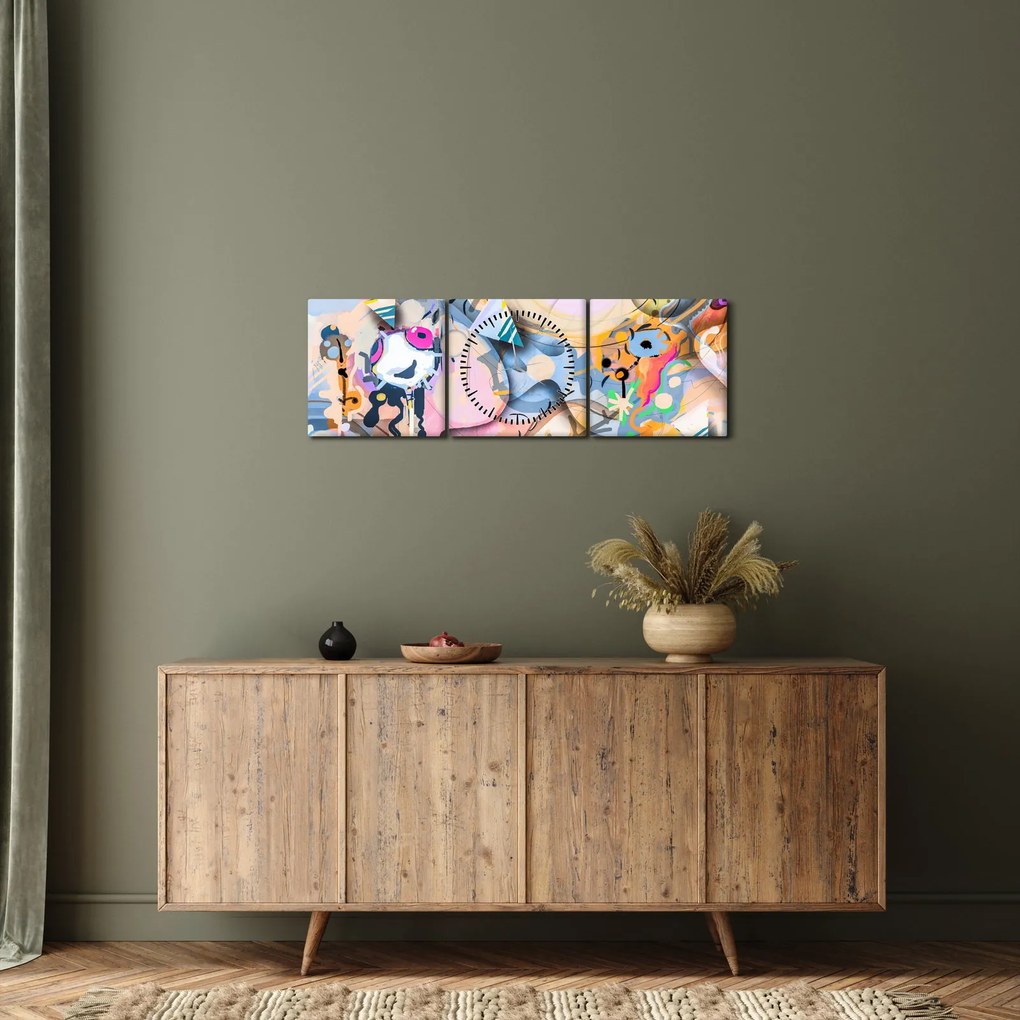 Obraz - Rozprávková abstrakcia (s hodinami) (90x30 cm)