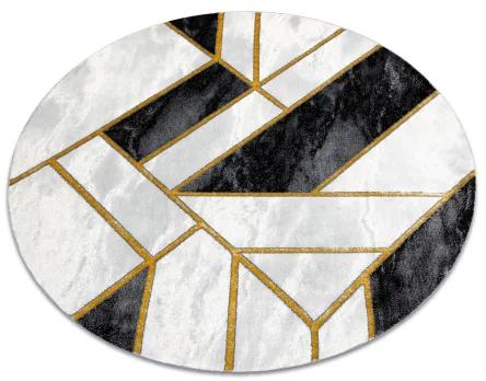 Koberec okrúhly EMERALD exkluzívne 1015 glamour, štýlový mramor, geometrický čierna / zlato Veľkosť: kruh 160 cm