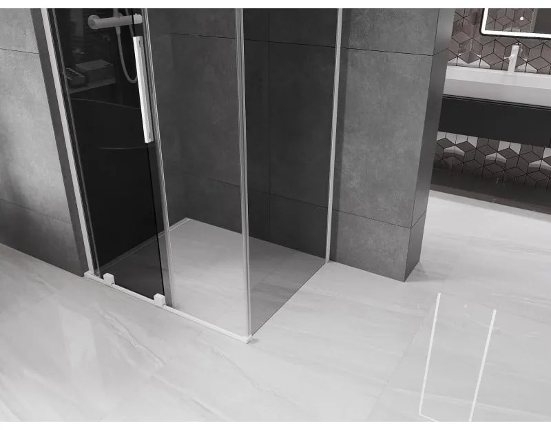 Mexen Velar L, sprchový kút s posuvnými dverami 110 x 85 cm, 8mm šedé sklo, biela matná, 871-110-085-43-20