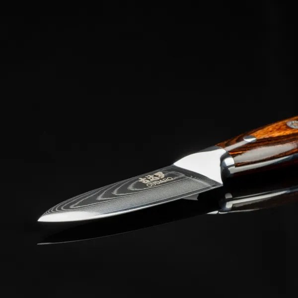 Gudaro - Damaskový kuchynský nôž FENG 3,5", 67 vrstiev ocele, dĺžka 9,5 cm