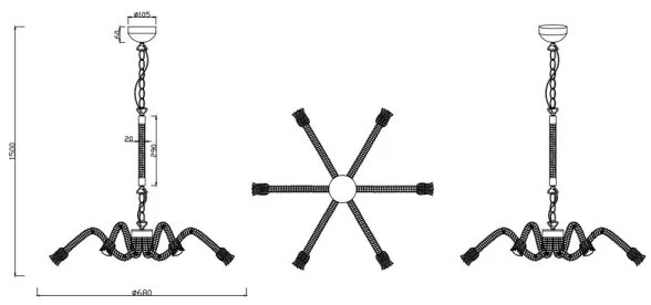 Reality - Luster na reťazi ALVA 6xE27/10W/230V