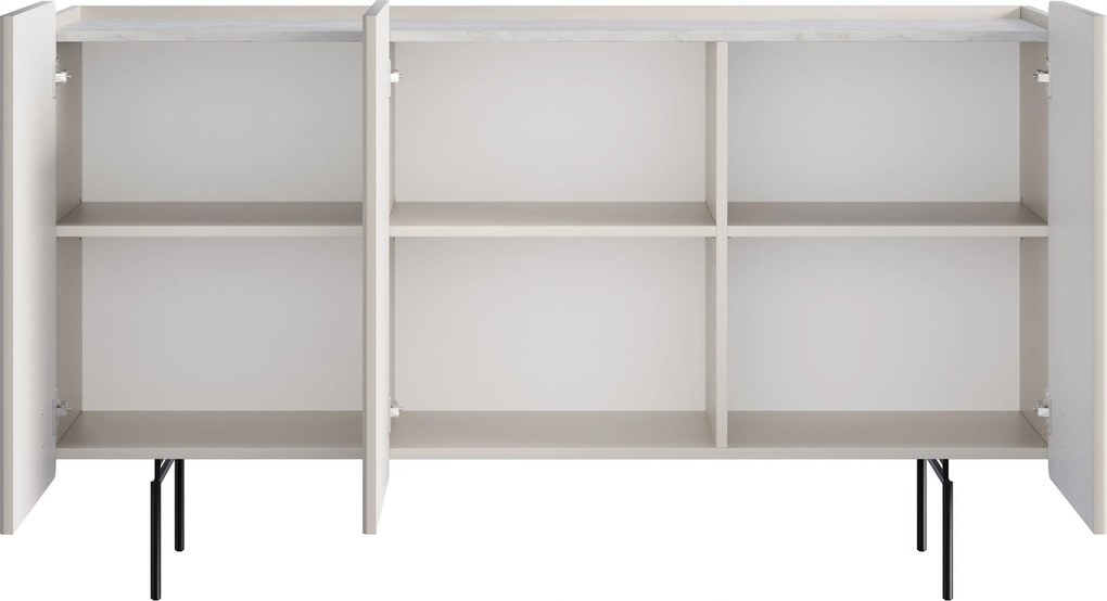 Komoda Malmi 150 cm - kašmírová / crema bianca / čierna