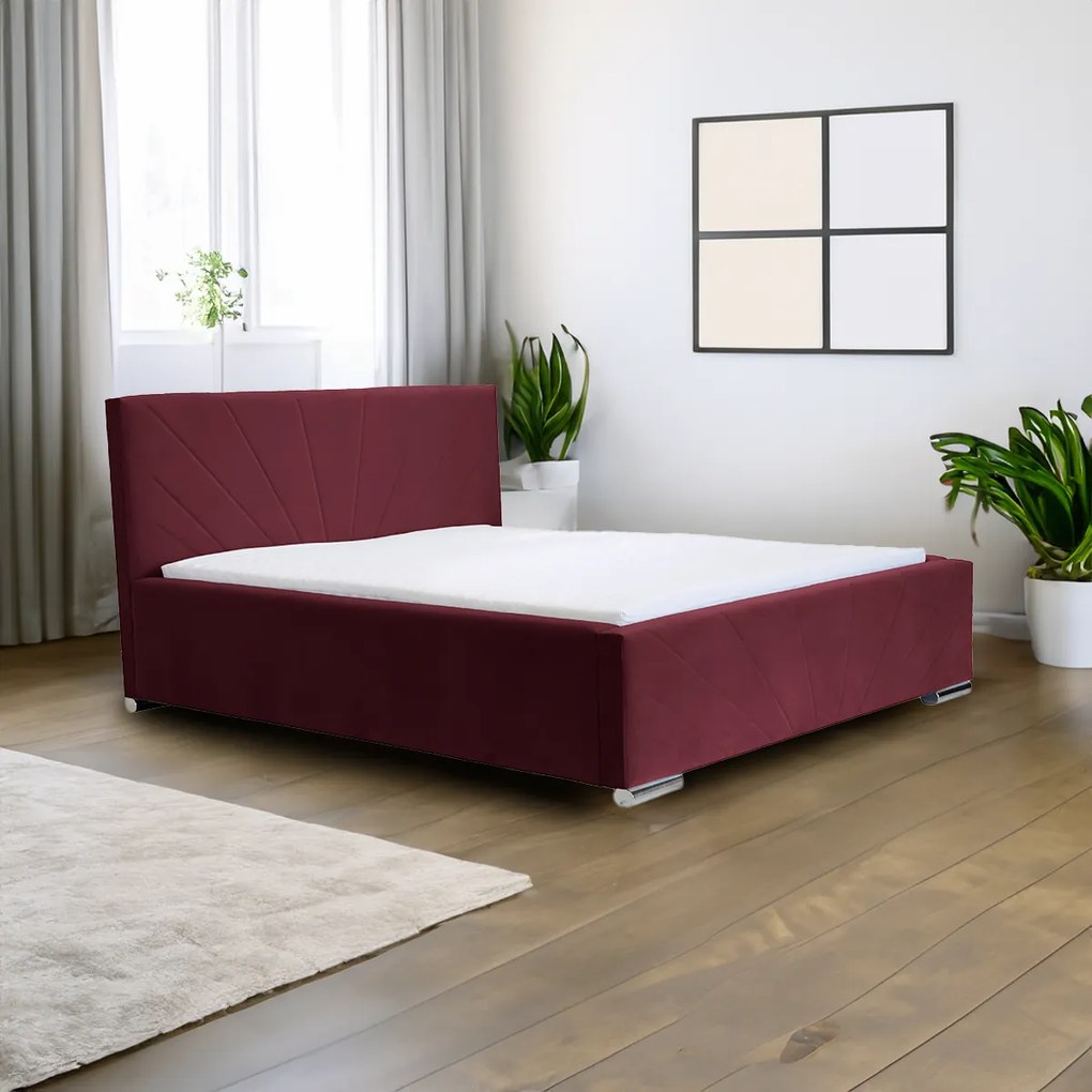 Čalúnená posteľ s úložným priestorom a matracom LEKS Červená 120x200 cm
