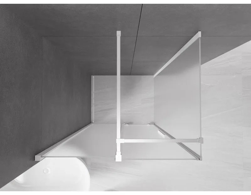 Mexen Velar, sprchový kút s posuvnými dverami 110 x 75 cm, 8mm sklo námraza, biela matná, 871-110-075-31-20