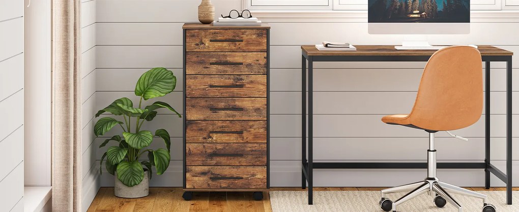 Pojízdný kancelářský kontejner Vasagle Dovi hnědý/černý