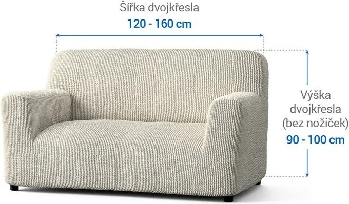 Bielastické poťahy COSTINA smotanová dvojkreslo (š. 120 - 160 cm)