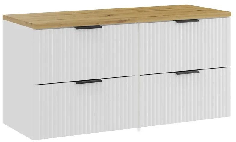 Závěsná skříňka pod umyvadlo Casad s deskou 120 cm bílá/dub artisan