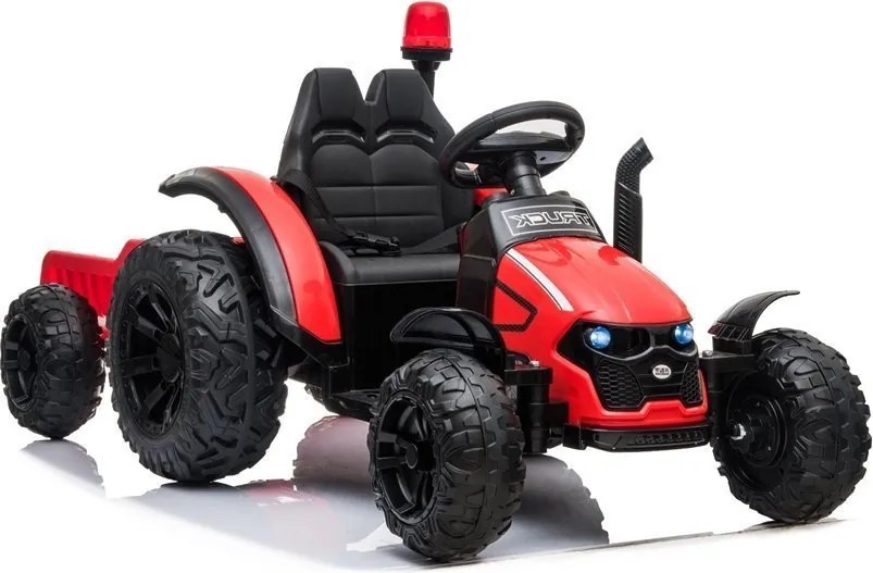 LEAN CARS Batériový traktor s prívesom HZB-200 červený