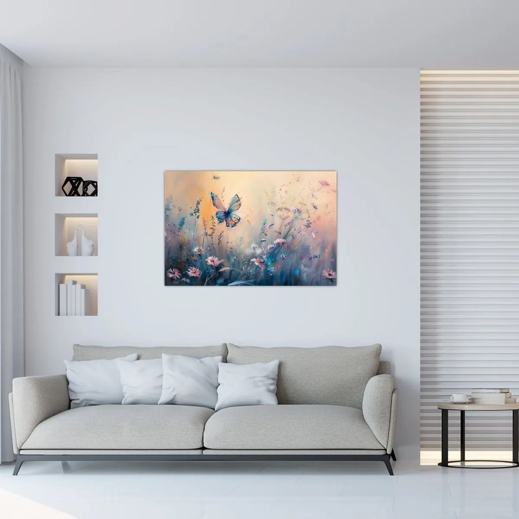 Obraz - Lúka s motýľom II. (90x60 cm)