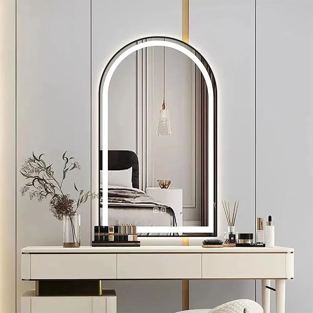 Tutumi Tutumi, LED zrkadlo 60x100cm s čiernym rámom, HOM-06504