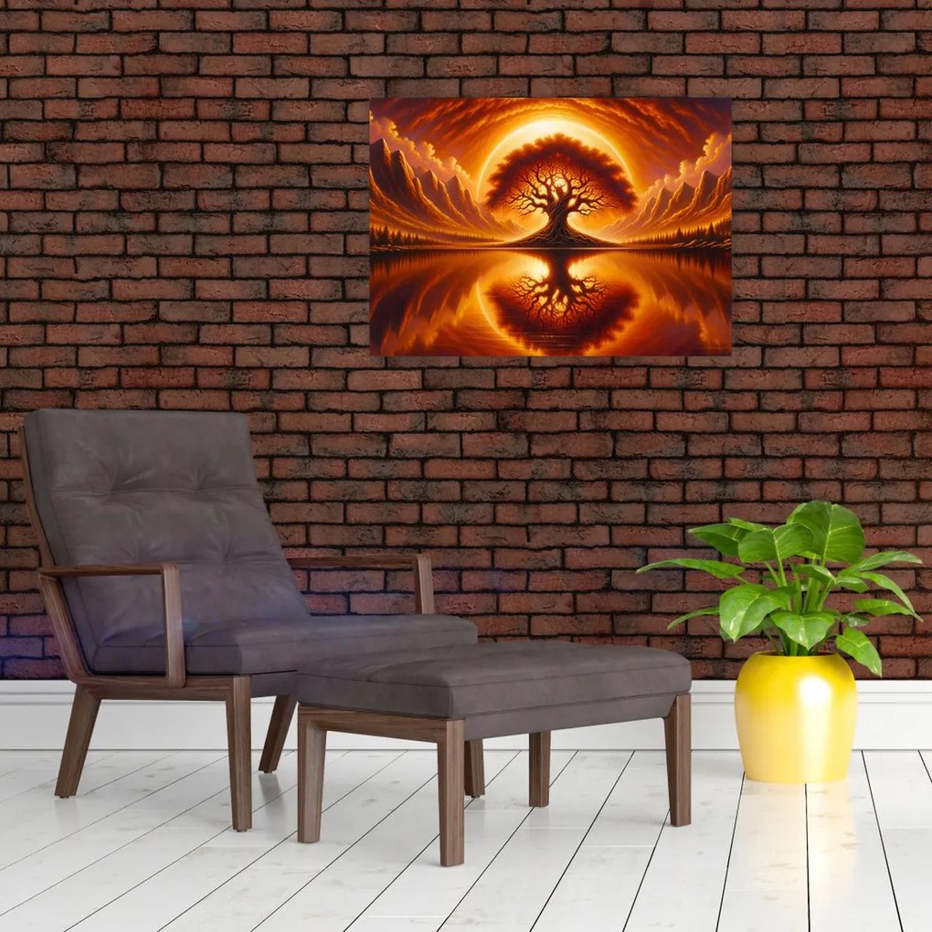 Obraz – Strom v krvavom slnku (70x50 cm)