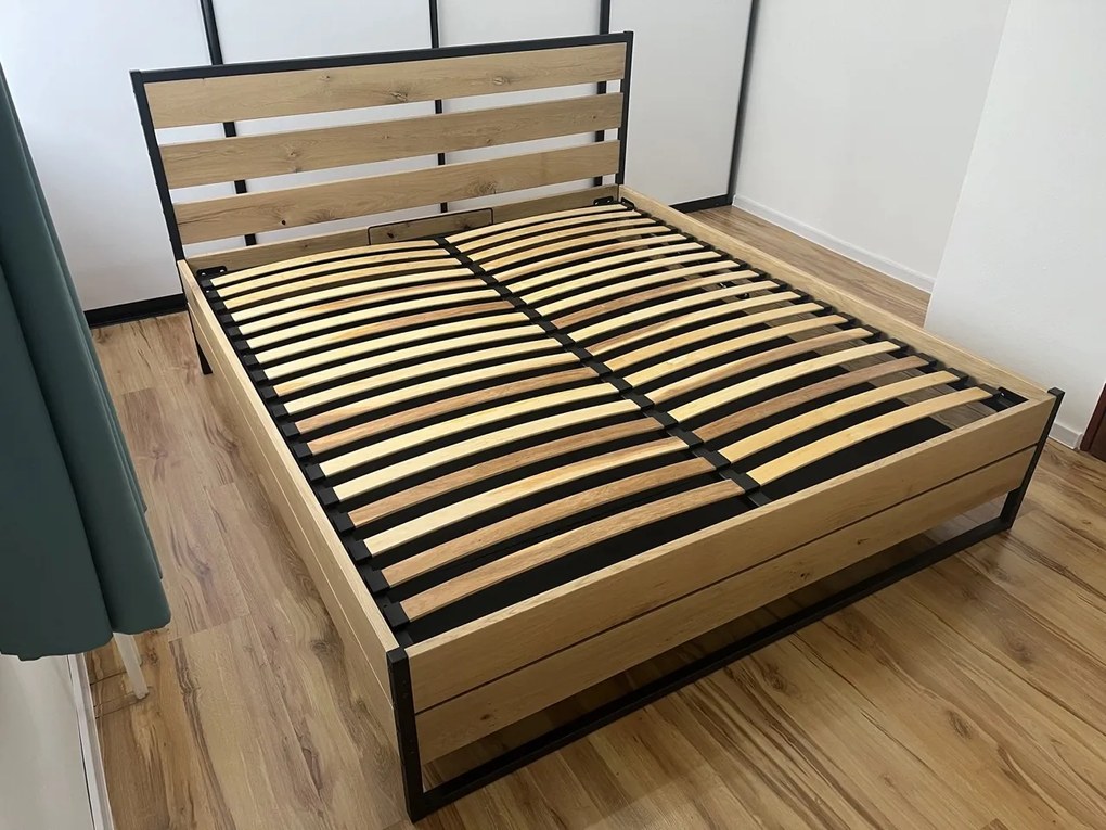 Dubová posteľ (výklopná) LOFT 160x200cm