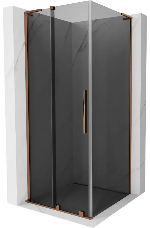 Mexen Velar L, sprchový kút s posuvnými dverami 100 x 100 cm, 8mm šedé sklo, ružové zlato, 871-100-100-43-60