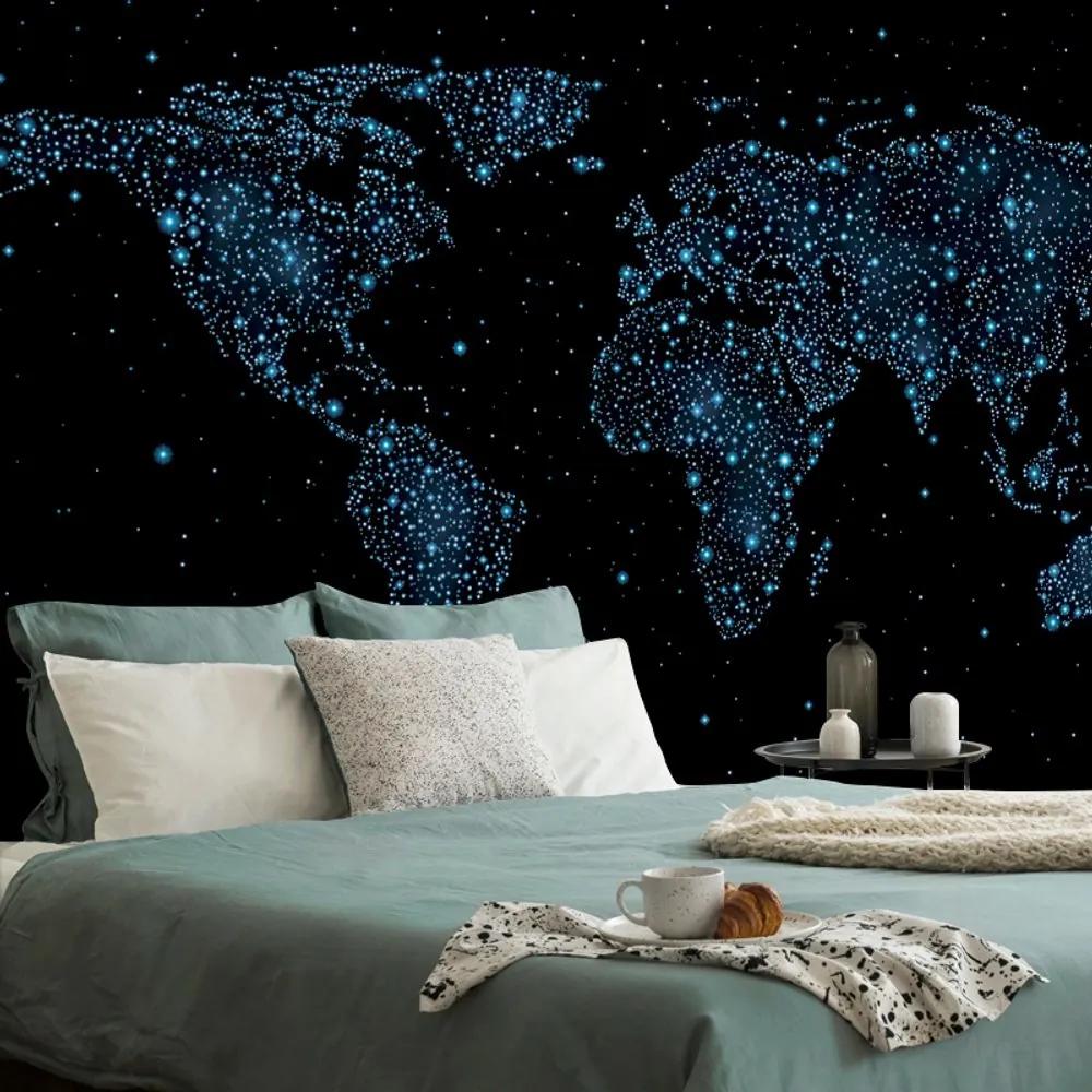 Tapeta mapa sveta s nočnou oblohou - 450x300