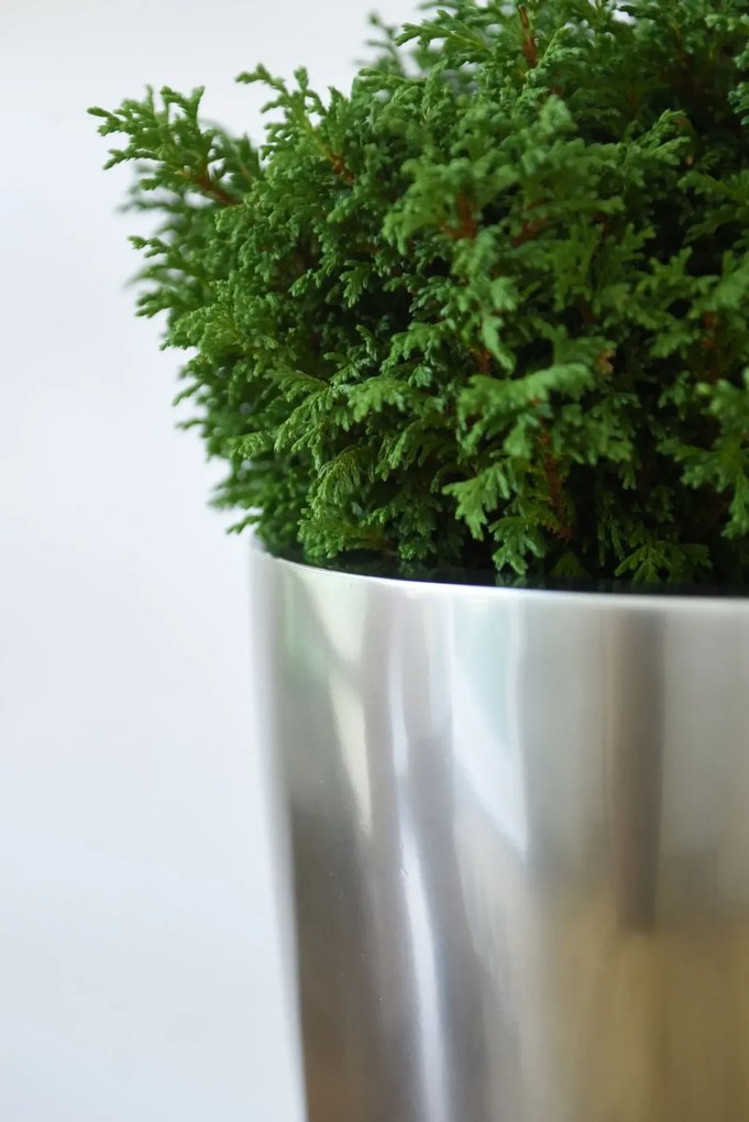 Luxusný kvetináč OPALA, sklolaminát, výška 55 cm, strieborná metalíza