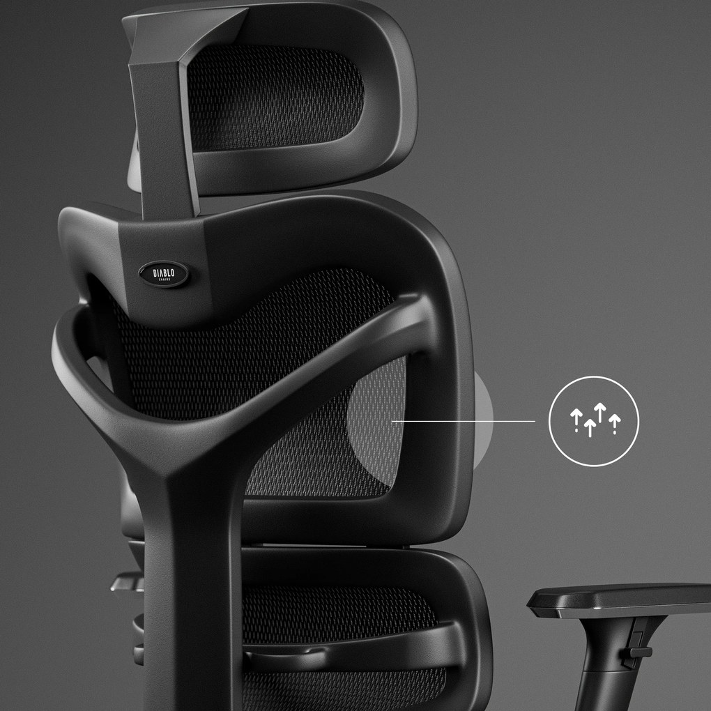 Kancelárska ergonomická stolička Diablo V-Commander, Čierno-Čierny