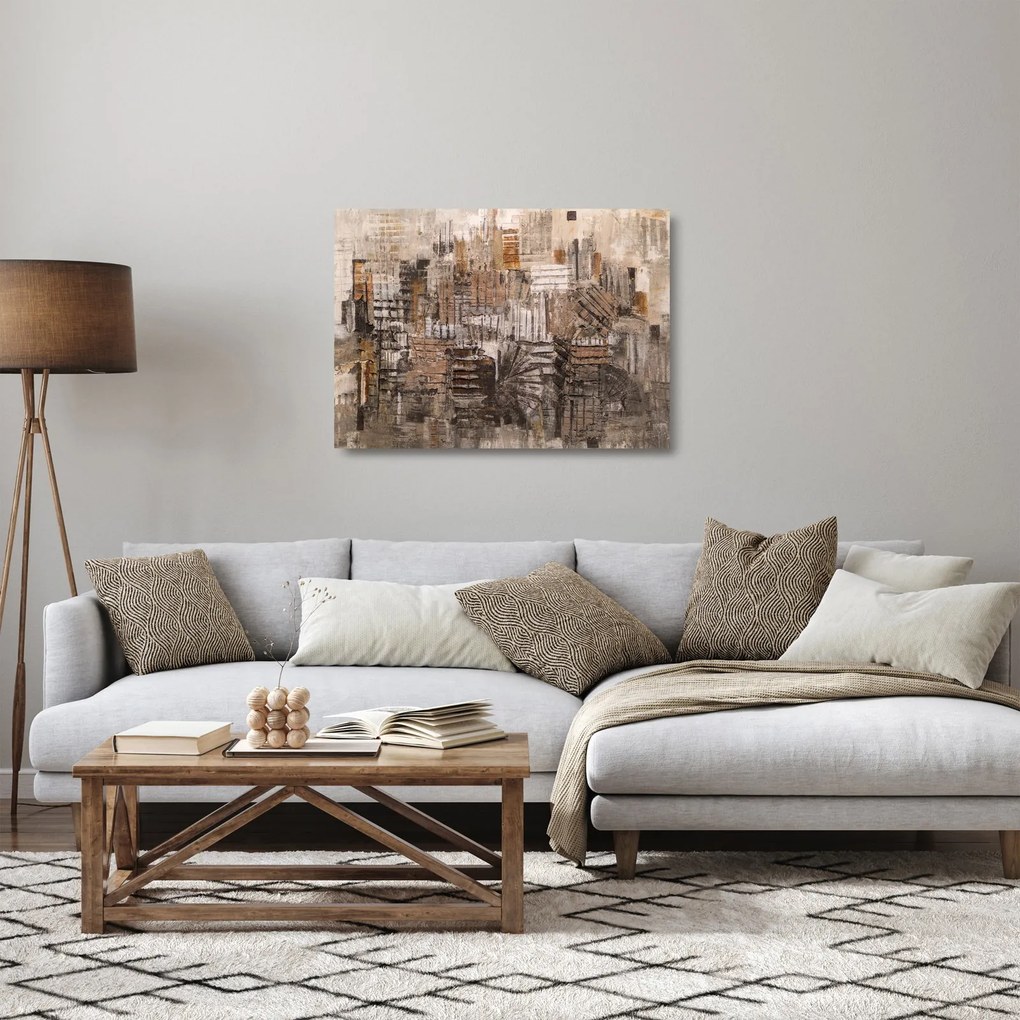 Sklenený obraz - Abstrakcia v hnedých tónoch (70x50 cm)