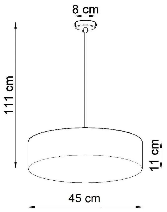 Závesné svietidlo Arena, 1x sivé plastové tienidlo, (biely plast), (fi 45 cm)