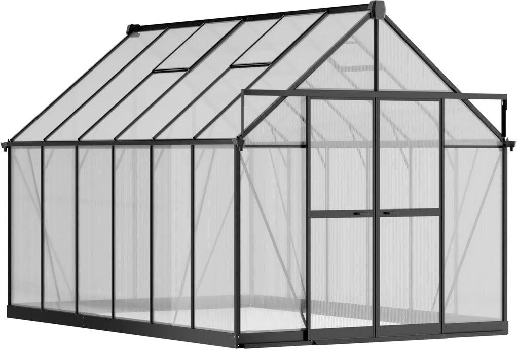Skleník 240 x 244 x 371 cm, zosilnená konštrukcia, polykarbonát 6 mm