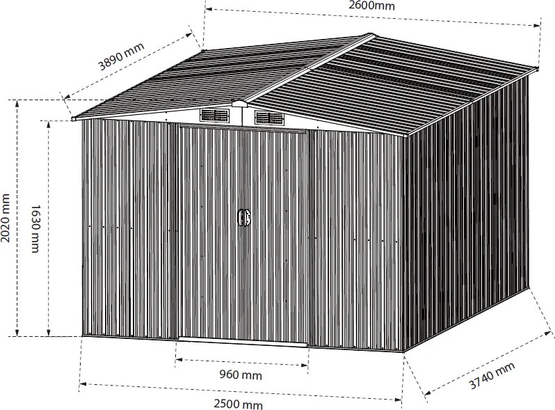 Záhradný domček BestBerg BBSH-1208GR / 10,1 m² / 389 x 260 x 202 cm / zelená