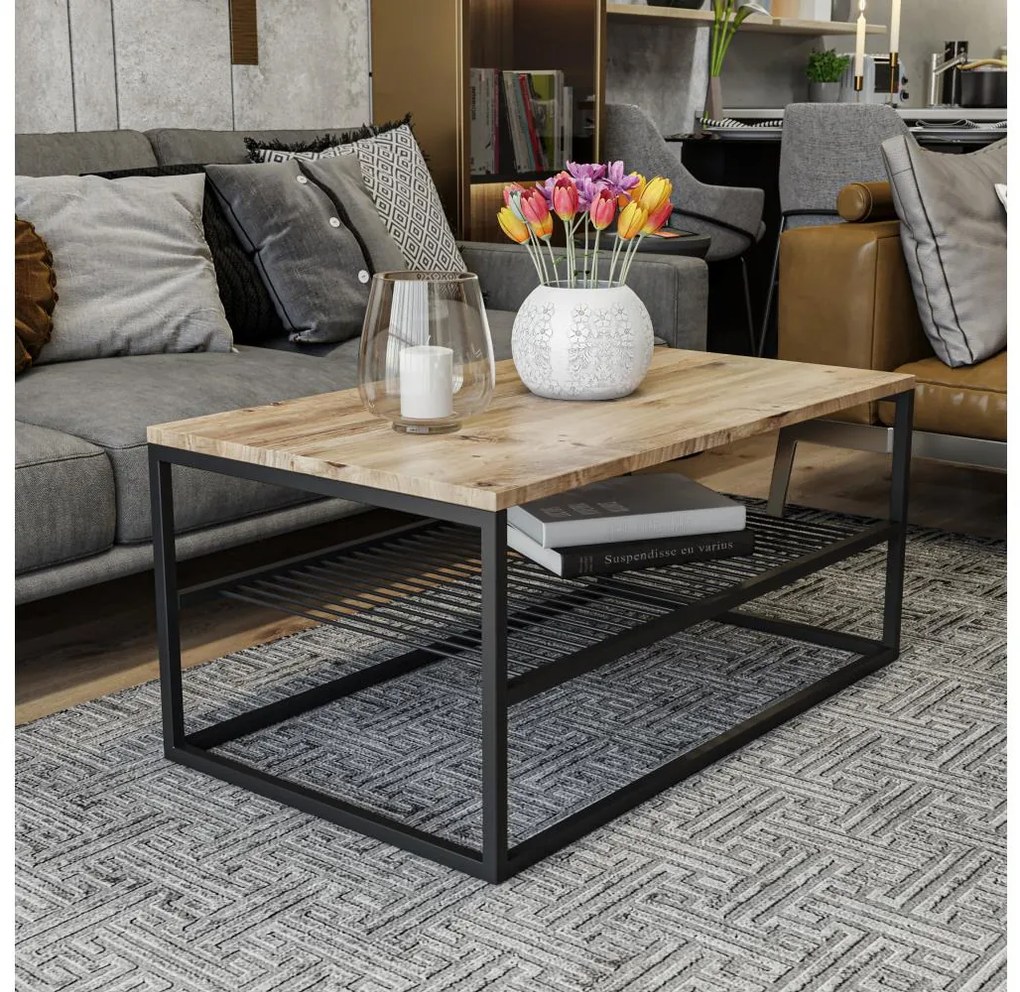 Konferenčný stolík ASUDE 43x95 cm hnedá/čierna