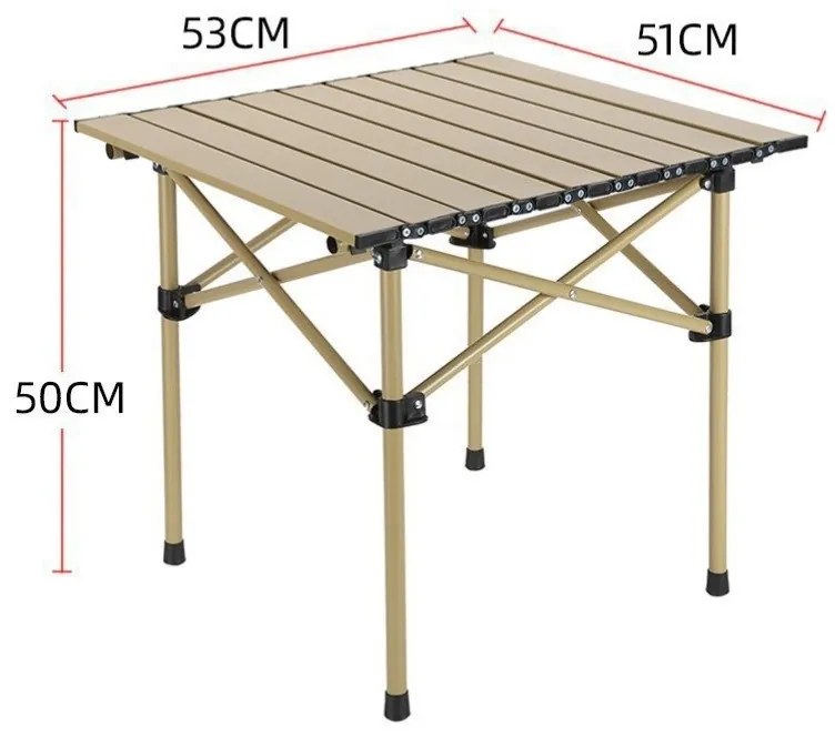 Skladací kempingový stôl s textilným obalom – 53 x 51 x 50 cm hnedá