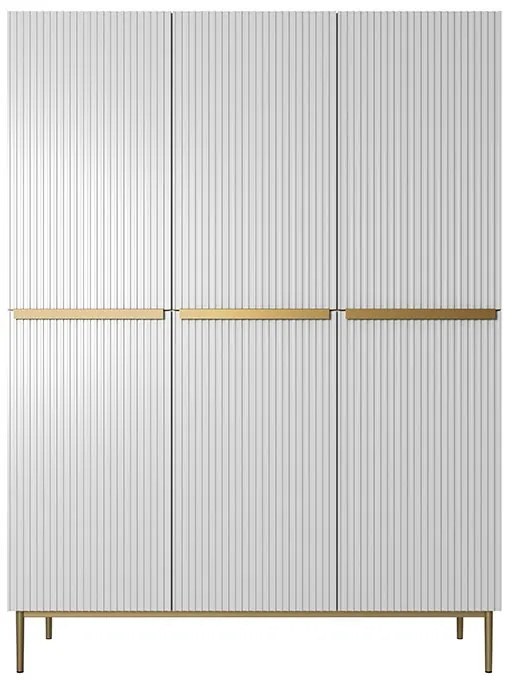 Skriňa Nicole 150 cm na nožičkách - biely mat / zlatá