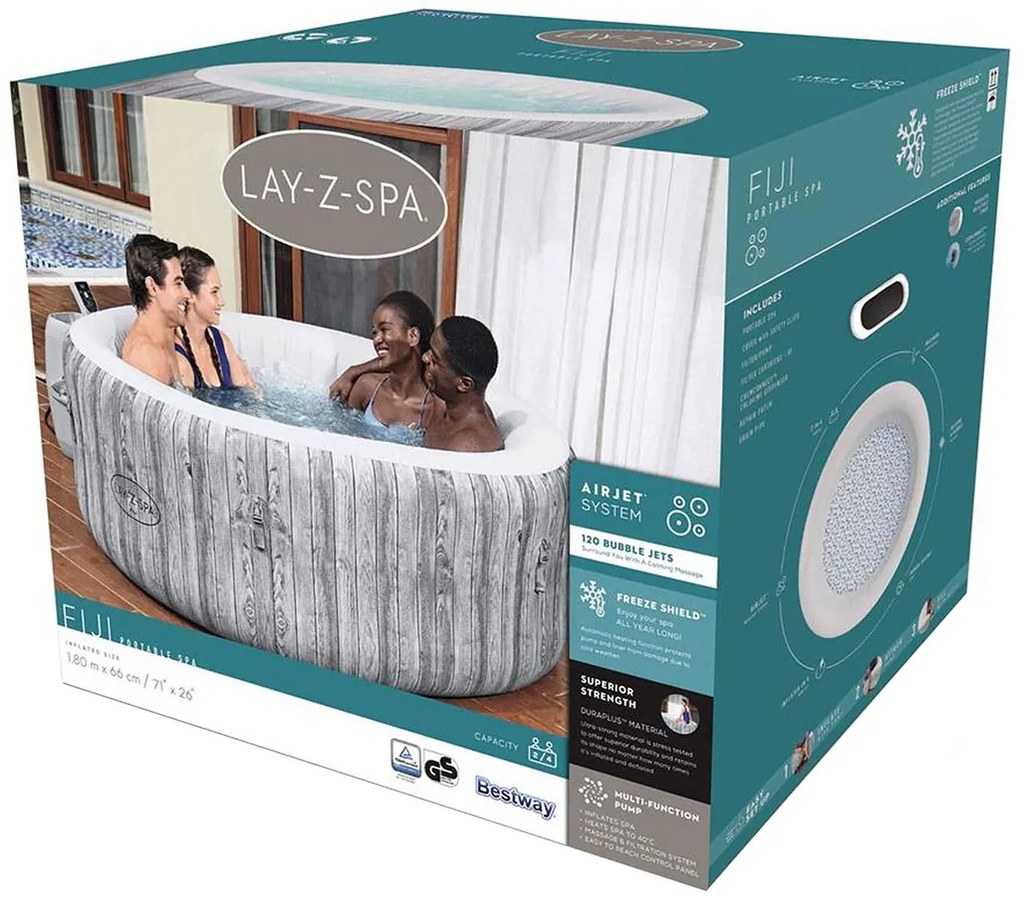 BESTWAY Lay-Z-Spa Fiji AirJet Vírivka, 180 x 66 cm, 2-4 osoby 60085