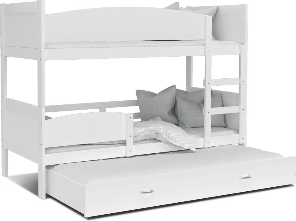 GL Biela poschodová posteľ s prístelkou Swing 3 MDF 190x80 Farba: Biela