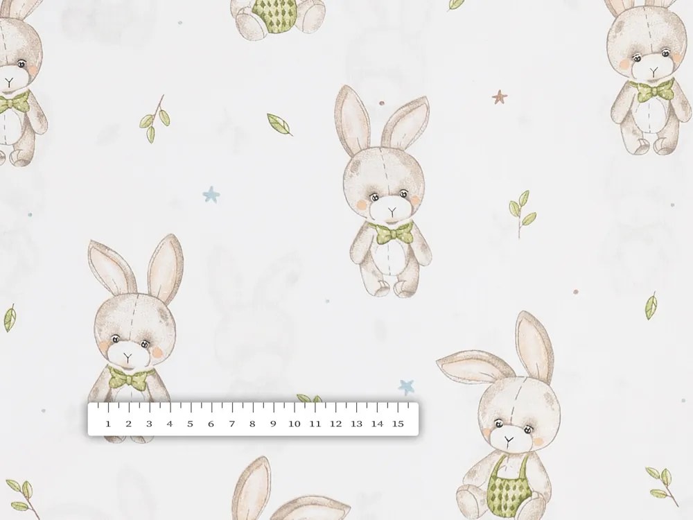 Biante Detská bavlnená obliečka na vankúš s lemom Sandra SA-401 Zajačiky na bielom 30 x 50 cm