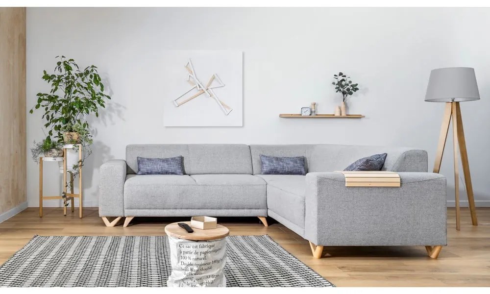 Svetlosivá rozkladacia/s úložným priestorom rohová pohovka (pravý roh/do L) Classy Sophie – Miuform