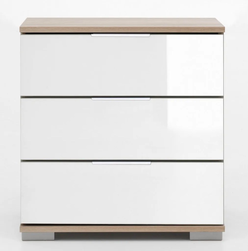 Nočný stolík Easy Plus, dub sonoma/biele sklo