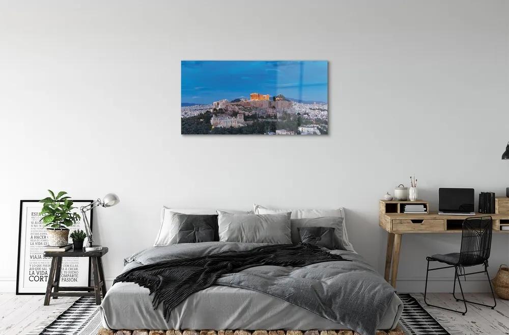 Sklenený obraz Grécko Panorama v Aténach 140x70 cm