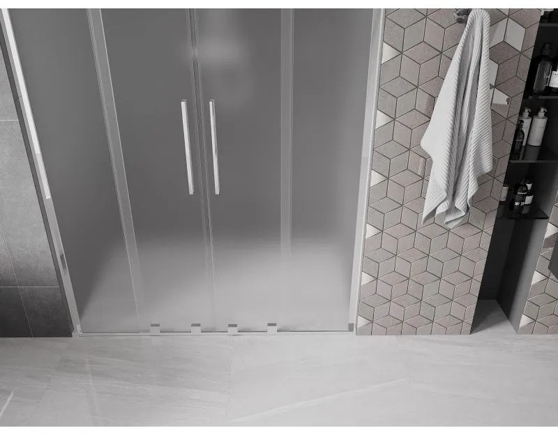 Mexen Velar L Duo, posuvné sprchové dvere do otvoru 150 cm, 8mm sklo námraza, chrómová, 871-150-003-32-01